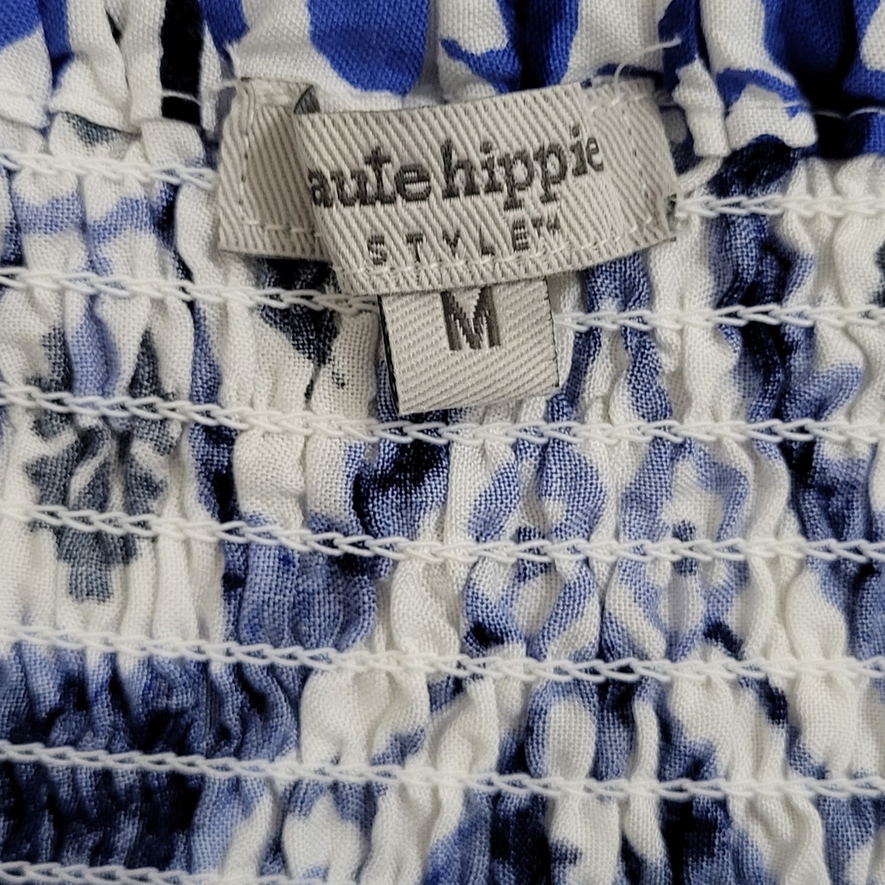 Haute Hippie Blue White Boho Maxi Skirt with Front Slit and Buttons Medium - Picture 6 of 7